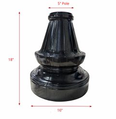 Decorative pole base cover for 5" round pole. Powder coated black